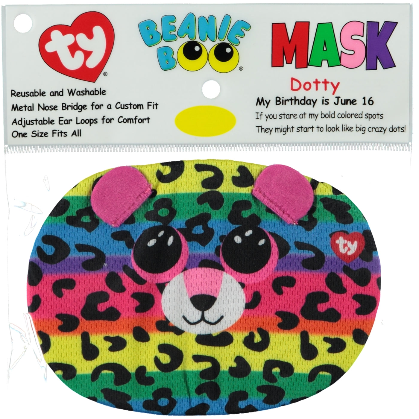 TY Beanie Boos Face Mask Dotty Leopard
