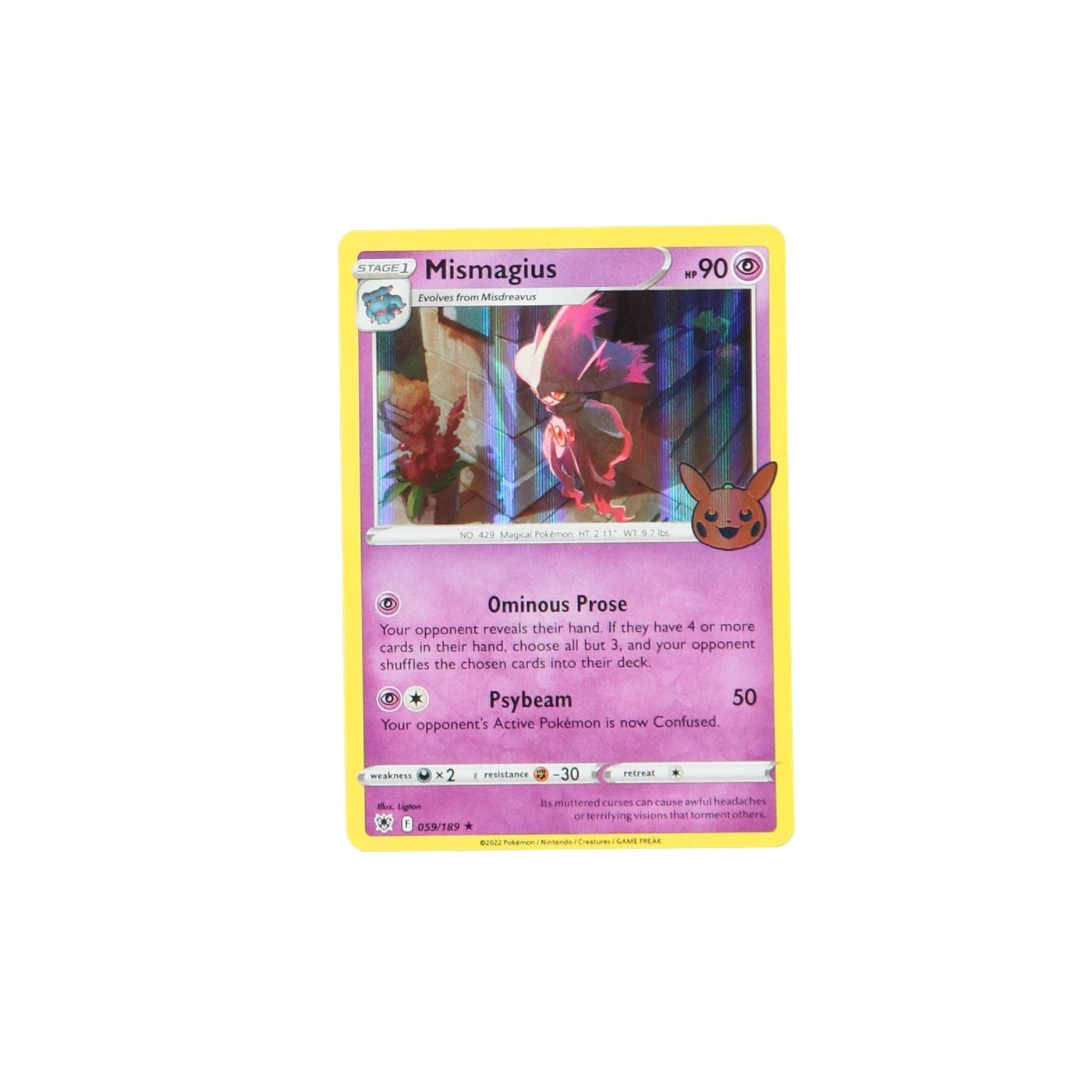 Pokemon TCG Trick Or Trade 059/189 Mismagius Holo Card