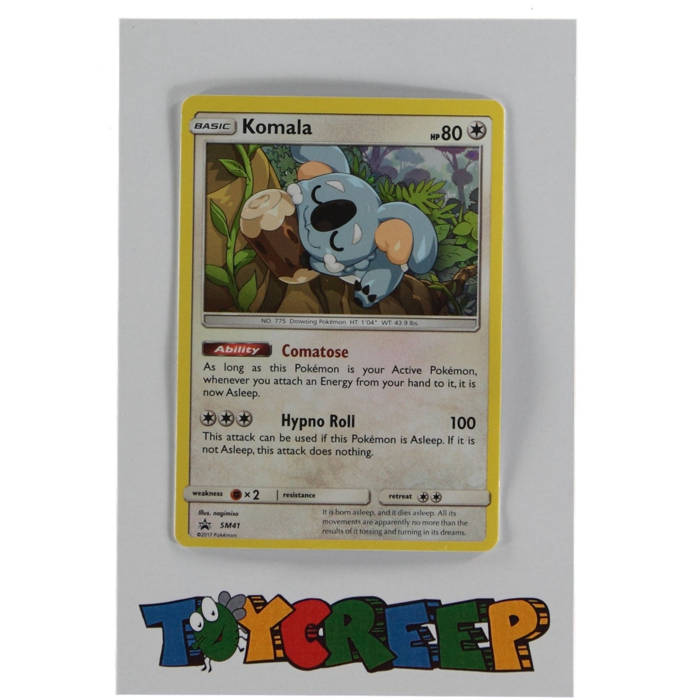 Pokemon TCG SM041 Komala Holo Black Star Promo Card - stylecreep.com