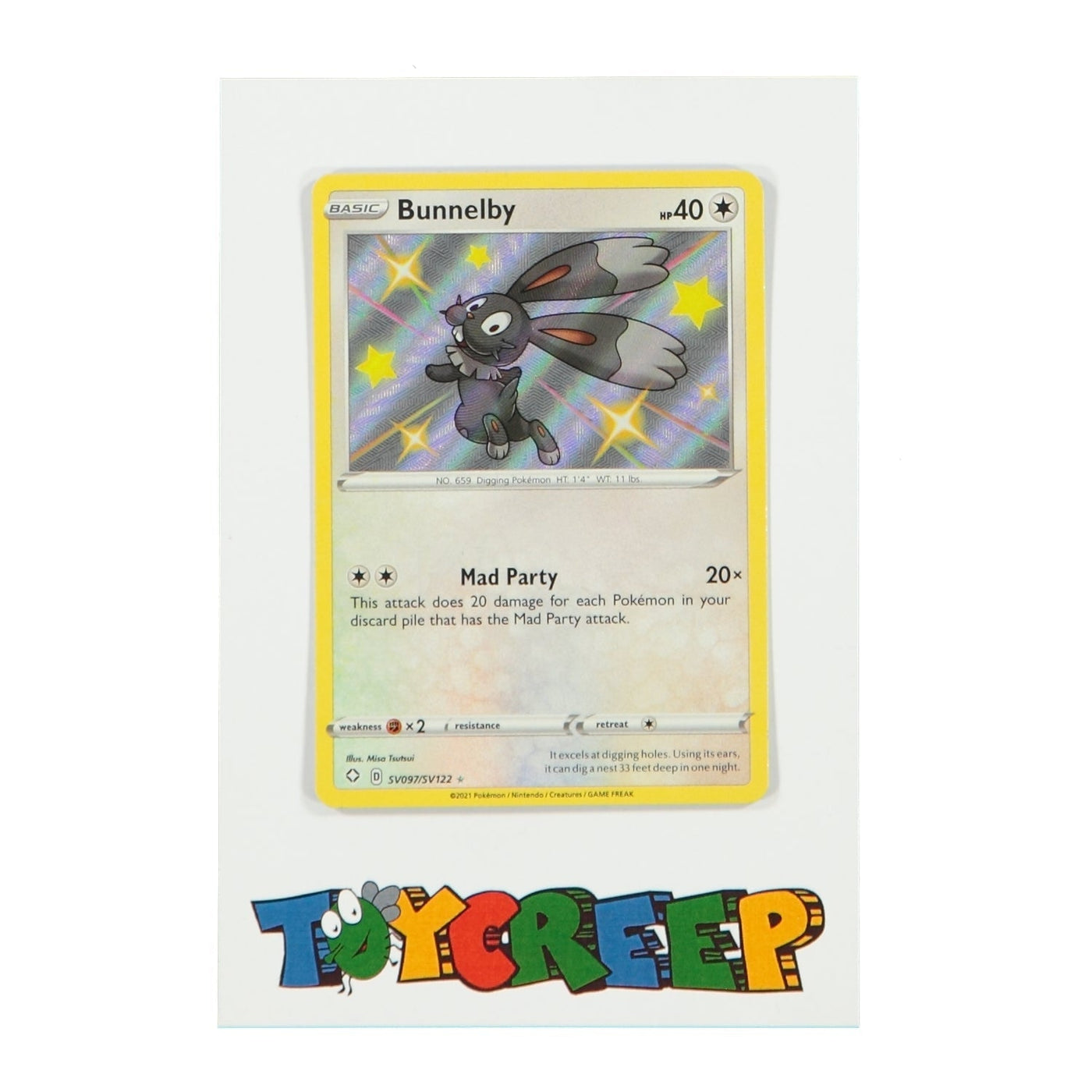 Pokemon TCG Shining Fates SV097/SV122 Bunnelby Holo Card